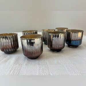 Set of 7 Silver and Gold Votive Candle Holders